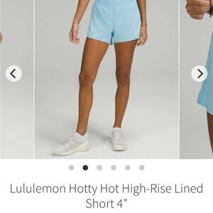 Lululemon Hotty Hot High-Rise Shorts 4” – Size 6 (Blue)